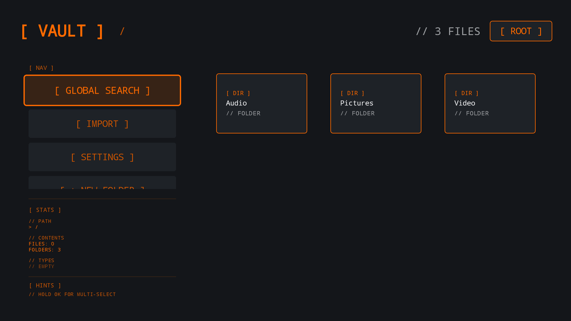 SyncVault TV — Vault Home Screen